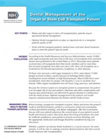 Dental Management of the Organ or Stem Cell Transplant Patient