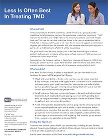 Less is Often Best In Treating TMD Disorders